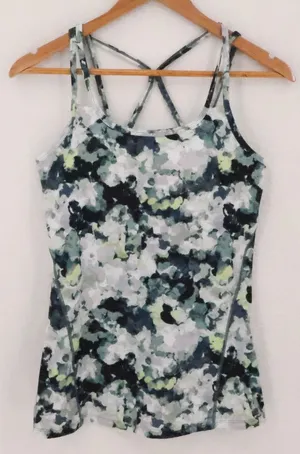 Womens Size S Green Watercolor Activewear Strappy thumbnail 1