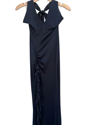 Peppermayo Black Halter Top High Slit Ruched Maxi Dress Size 4 New with Tags thumbnail 6