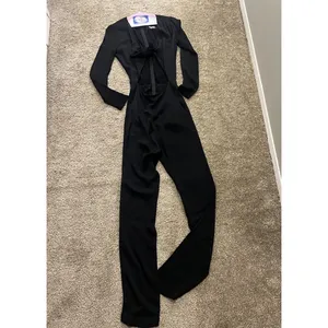 $258 Reformation Cut Out Tie Front Jumpsuit Black 4 thumbnail 10