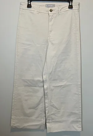 Everlane Wide Leg Crop Pant Cream High Rise Stretch Cotton Twill Size 4‎ thumbnail 1