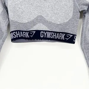Gymshark Logo Tape Long Sleeve Crop Top‎ Women's Size S Blue Workout thumbnail 3