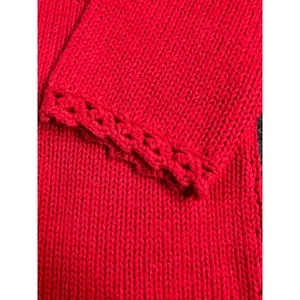 Vintage 90s Christmas Sweater TIARA Women L Red Tree Embroidered‎ Embellished thumbnail 6