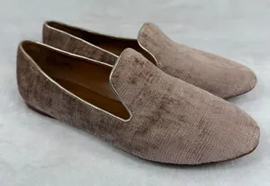Tory Burch Dusty Rose Velvet Ribbed Smoking Slipper Loafers Gold Trim Flats 9.5‎ thumbnail 1