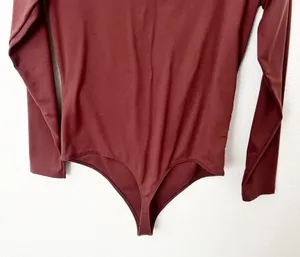 [Abercrombie & Fitch] Brown Sweetheart Neckline Long Sleeve Bodysuit Sz Large L thumbnail 6