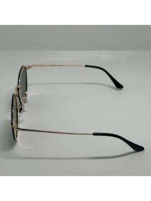 Ray-Ban RB3574 Black and Gold Round Sunglasses with Green Lenses thumbnail 7