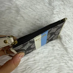COACH Black Signature Double Strap Coin Purse Wallet thumbnail 4