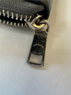COACH Black Textured Leather Zip Wallet thumbnail 2