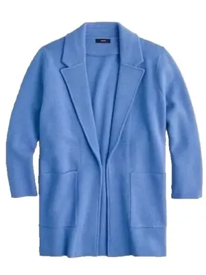 NWT J.Crew Sophie Open-Front Sweater Blazer in Heather Blue Knit Cardigan M $148 thumbnail 1
