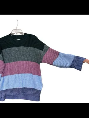 American Eagle AE Dreamspun Cozy Colorblock Knit Sweater Womens XS thumbnail 4