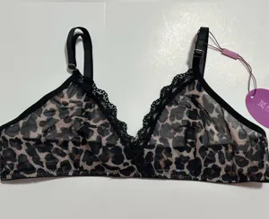 Avidlove Sheer Leopard-Print Lace Bralette - Black/Beige thumbnail 1
