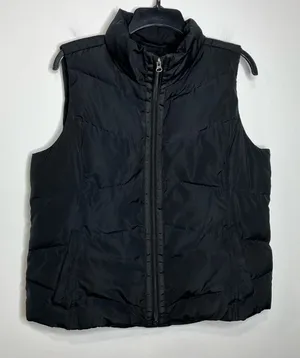 Lands End black down puffer‎ vest size large thumbnail 1