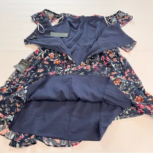 NWT Lulus My Favorite Navy Blue Floral Print Off the‎ Shoulder Dress MEDIUM thumbnail 8