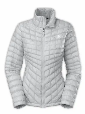 The North Face Thermoball Quilted Puffer Jacket Womens Small Silver Full Zip TNF thumbnail 1