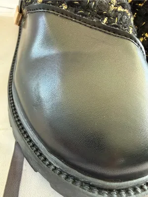 SHEIN Black Tweed Lace-Up Chunky Heel Boots with Gold Accents thumbnail 15
