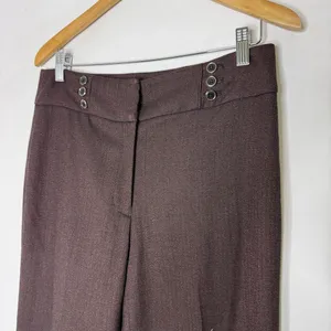 White House Black Market Wide Leg Trousers Burgundy Brown Size 6 Dress Pants thumbnail 5