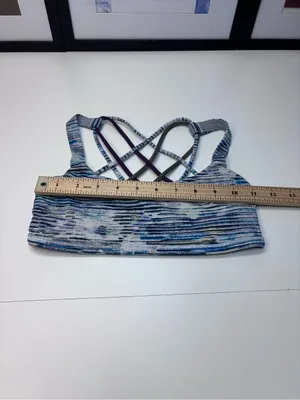 Lululemon Free To Be Bra (Wild) featuring a blue and white abstract blurry print thumbnail 5