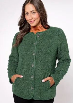 Susan Graver Weekend Green Sherpa Teddy Fleece Button Front Cardigan Jacket XL thumbnail 1