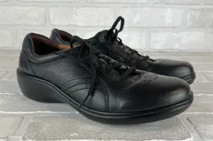 Aravon Duxbury Delilah Shoes Womens 9 B Black Leather Comfort Walking Lace Up thumbnail 1