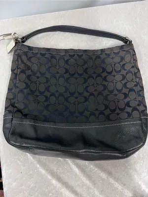 Coach Signature Hobo Bag in Black/Brown signature print canvas monogram pattern thumbnail 6