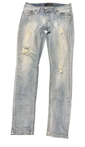 Levi’s Genuinely Crafted Low Rise Skinny Size 9 M Light Wash Blue Distressed thumbnail 1
