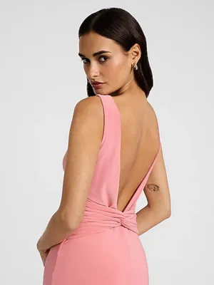 Express boat neck sleeveless low twist back maxi dress pink S thumbnail 2