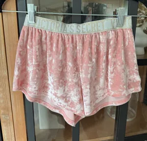 Victoria’s secret boxer pajamas shorts crushed velvet elastic micro glitter thumbnail 1