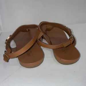 MICHAEL KORS Thong Sandals Brown Faux Leather Slingback Designer Shoes Sz 10‎ M thumbnail 10