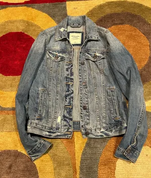 Abercrombie & Fitch Denim Jean Jacket Vintage Y2K Style Distressed Women’s Small thumbnail 1