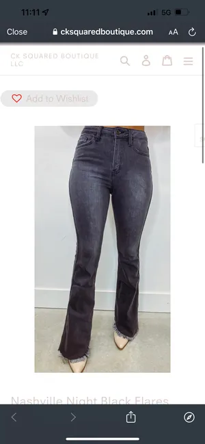Black Bell Bottom Jeans Size L thumbnail 2