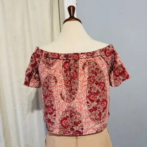 Madewell 100% Silk Floral Off Shoulder Top‎ Size S Cropped Bohemian Blouse thumbnail 6