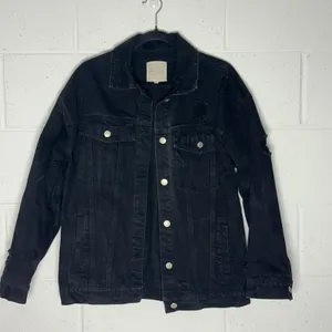 Altard‎ State Black Distressed Denim Jacket Oversized Trucker XS thumbnail 1
