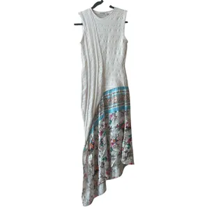 AMUR Eleanor Asymmetric Floral‎ Silk Blend Midi Dress Ivory Size S thumbnail 5