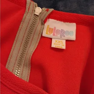 Lularoe Amelia Red and Black Striped Colorblock Midi Dress thumbnail 4