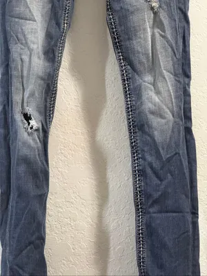 Rock Revival Noelle Skinny Jeans Womens 27 Light Wash Stretch Thick Stitch Flap thumbnail 4