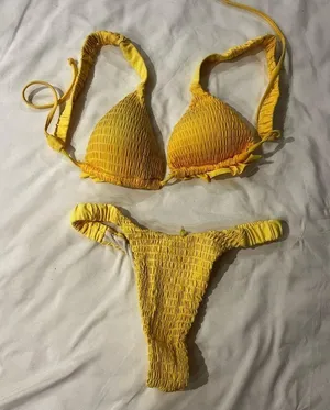 Yellow Textured Bikini Set thumbnail 1