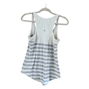 Lululemon Striped Gray and White Women's Tank Top thumbnail 3