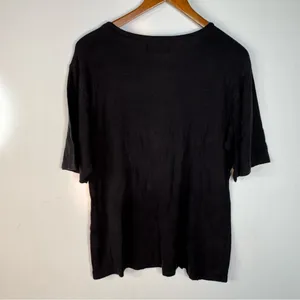 Reformation Black Ribbed Short Sleeve Shirt Size Small‎ thumbnail 2