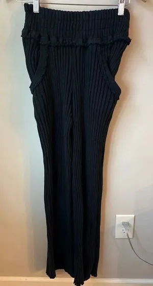 Free People Beach Serena Ribbed Raw Edge Flare Pants thumbnail 1