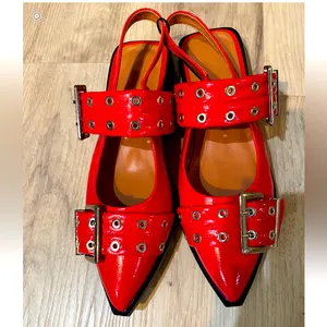Red ballet flats with grommets size 11 thumbnail 4