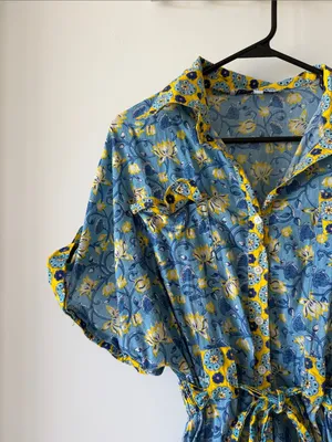 Just Belinda Blue & Yellow Floral One-Piece Romper thumbnail 4