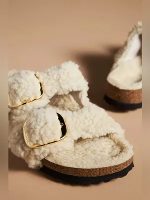 New Birkenstock Arizona Big Buckle Shearling Sandal Teddy Eggshell Size 41 US 10 thumbnail 2