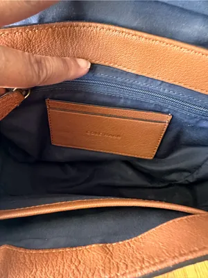 Cole Haan Valise Jenna Cognac Leather Crossbody Shoulder Bag Turn Lock Purse thumbnail 9