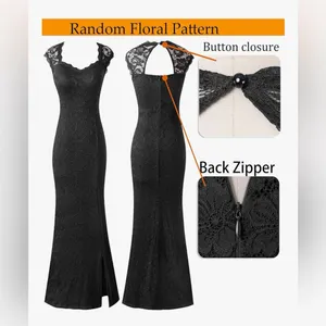 NEW Lace Sweetheart Neck Open Back Adjustable Slit Formal Gown Maxi Dress L thumbnail 2