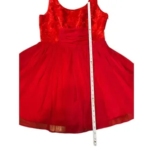 Free People Vibrant Red Crushed Velvet Party Mini Baby Doll Dress Sz‎ 8 thumbnail 11