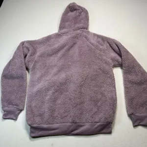 Cold Crush Womens Teddy Fleece‎ Hoodie Pom Pom Drawstring Purple Small NWT thumbnail 9