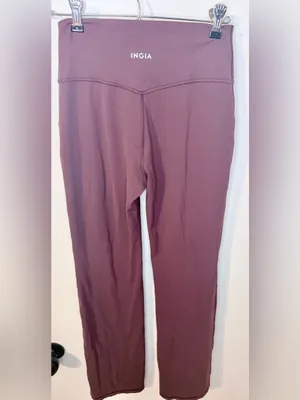 INGIA High Waist Flare Yoga Pants Plum Brown Sweetheart Seam 31” Inseam XS thumbnail 10