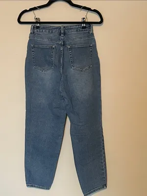 High-Rise Barrel Leg Jeans in Medium Blue Size 3 thumbnail 3