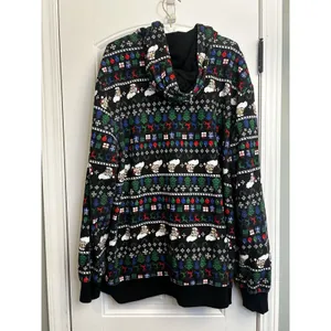 Old River Christmas Santa Fair Isle Sherpa Lined Zip Hoodie Jacket XXL Cozy Warm thumbnail 3