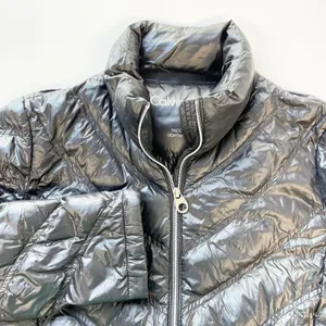 Calvin Klein Womens M Packable Down Quilted‎ Puffer Jacket Full Zip Black Travel thumbnail 5