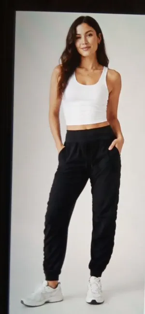 Athleta Attitude Lined Pant Womens Black Ruched Jogger Travel Gorpcore Size 4 thumbnail 1